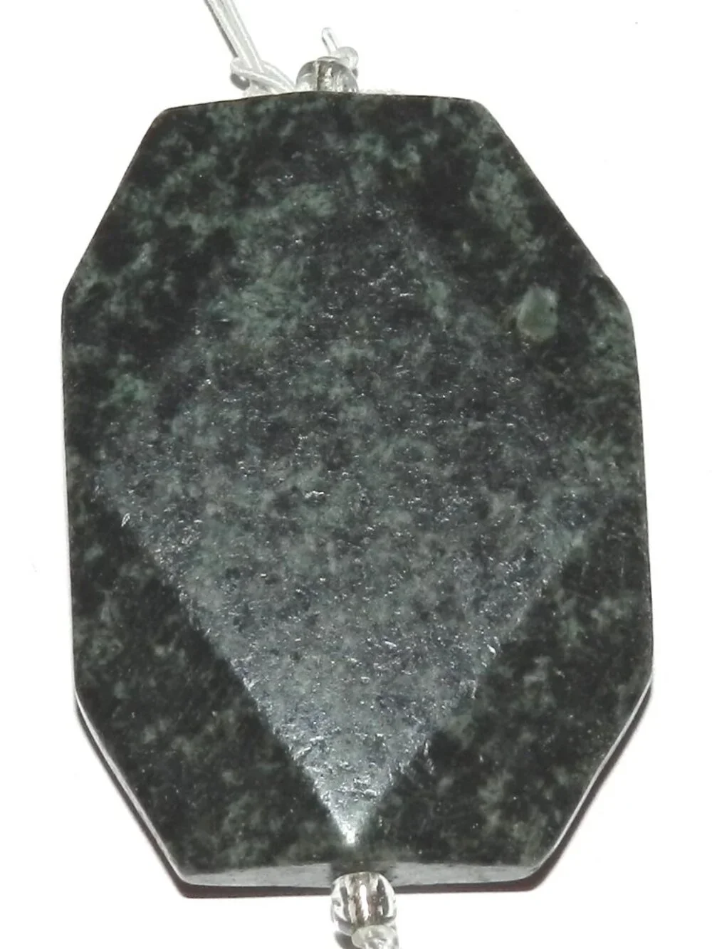 P2477 Green Serpentine 50mm Flat Faceted Freeform Octagon Gemstone Pendant